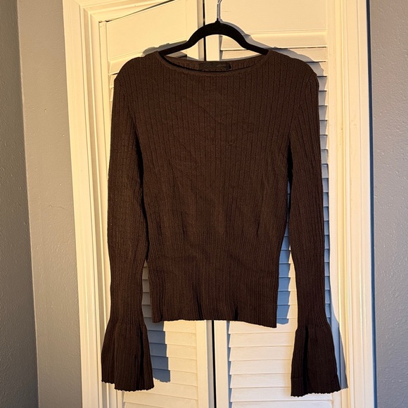 Zara Sweaters - Zara Dark Brown Knit Sweater Flare Sleeves